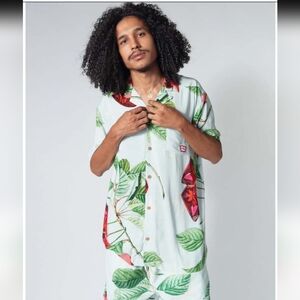 IceCream Woven Vacation Hawaiian Shirt Gold Billionaire Boys Club. Size 2X New